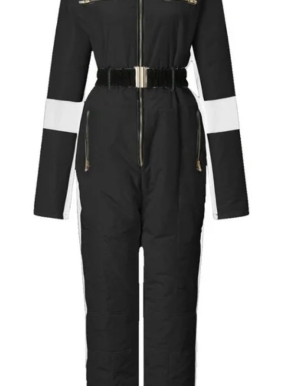 Black & White Faux-Fur Hooded Ski Jumpsuit - Picture 4 of 7